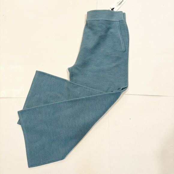 NWT The Reset 100% Wool Wide leg Pant Blue Size Large Pull On Knit $148.00 - Picture 2 of 4